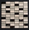 Creamy Glass Stainless Steel and Ivory Travertine Rectangles Glass Mosaic Tile - MosaicBros.com