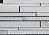 Frost Glossy Glass and White Marble Combination Glass Mosaic Tile - MosaicBros.com