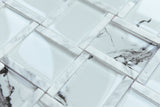 Glass and Carrara Marble Pattern Glass Mosaic Tile - MosaicBros.com