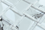 Glass and Carrara Marble Pattern Glass Mosaic Tile - MosaicBros.com