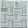 Glass and Aluminum Pattern White Wood Look Glass Mosaic Tile - MosaicBros.com