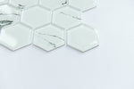 Bianco Carrara Look 2” Hexagon Glass Mosaic Tile - MosaicBros.com