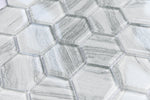White Wood Look Glass 2” Hexagon Glass Mosaic Tile - MosaicBros.com