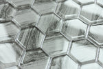Grey Wood Look Glass 2” Hexagon Glass Mosaic Tile - MosaicBros.com