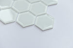 Super White 2” Hexagon Glass Mosaic Tile - MosaicBros.com