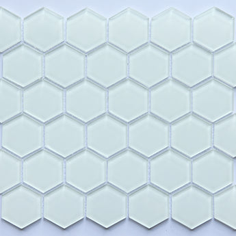 Super White 2” Hexagon Glass Mosaic Tile - MosaicBros.com