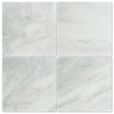 Bianco Mare 24x24 tumbled marble tile by MosaicBros, showcasing a smooth, natural white marble surface with subtle veining.