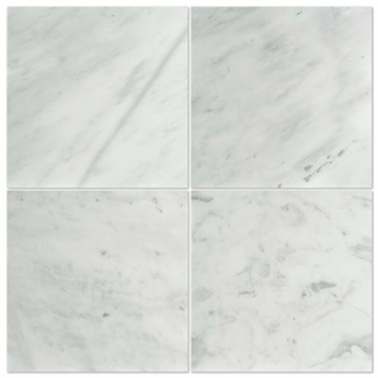 Polished Bianco Mare marble tile with 24x24 inch size, showcasing smooth, elegant white marble surface for flooring or wall use.