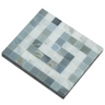 Bianco Carrara marble Greek key corner tile with blue-gray accents, polished 4x4 inch border and corner design by MosaicBros.com