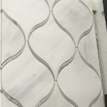 Natural stone mosaic tile featuring white and grey dolomite marble with a honed finish, measuring 11.8 x 14.05 inches, by SA.