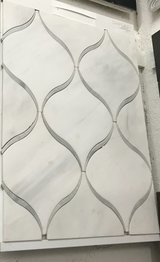 Dolomite White & Grey Marble 11.8" x 14.05" x 3/8" Waterjet Honed Mosaic Tile - MosaicBros.com