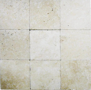 Ivory Travertine 6x6 Tumbled Tile - MosaicBros.com