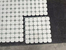 Thassos White Honed Marble Octagon Mosaic Tile w/ Mint Green Dots - MosaicBros.com