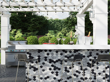 DUCALE Terrazzo, Black Limestone Mix Mosaic Tile - MosaicBros.com