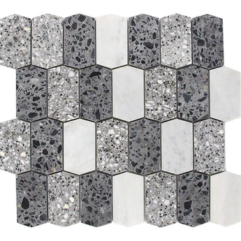 SAN ROCCO Terrazzo, Carrara Mix Mosaic Tile - MosaicBros.com