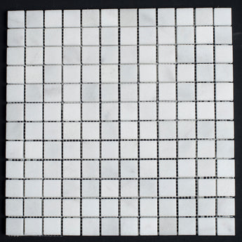 1 x 1 Polished Bianco Carrara Marble Mosaic Tile - MosaicBros.com