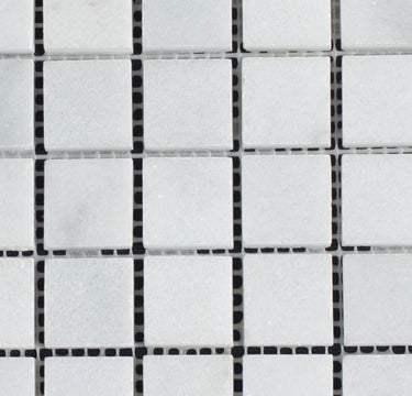 1 x 1 Polished Bianco Carrara Marble Mosaic Tile - MosaicBros.com