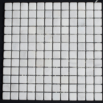 Bianco Carrara Marble 1x1 Tumbled Mosaic Tile - MosaicBros.com