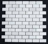 1 x 2 Polished Bianco Carrara Marble Brick Mosaic Tile - MosaicBros.com