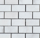1 x 2 Polished Bianco Carrara Marble Brick Mosaic Tile - MosaicBros.com