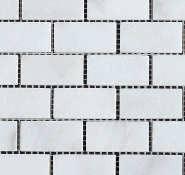1 x 2 Polished Bianco Carrara Marble Brick Mosaic Tile - MosaicBros.com