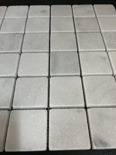 Bianco Carrara Marble 2x2 Tumbled Mosaic Tile - MosaicBros.com