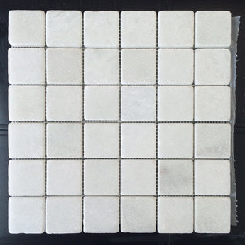 Bianco Carrara Marble 2x2 Tumbled Mosaic Tile - MosaicBros.com