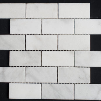 2 x 4 Polished Bianco Carrara Marble Brick Mosaic Tile - MosaicBros.com
