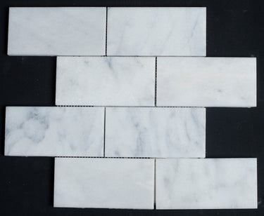 3 x 6 Polished Bianco Carrara Marble Tile - MosaicBros.com
