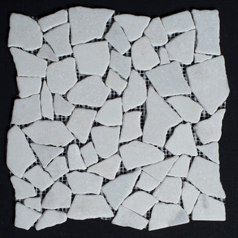Bianco Carrara Marble Pebble Tumbled Mosaic Tile - MosaicBros.com