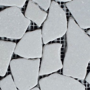 Bianco Carrara Marble Pebble Tumbled Mosaic Tile - MosaicBros.com