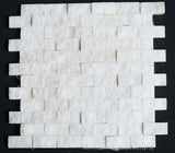 1 x 2 Split-faced Bianco Carrara Marble Brick Mosaic Tile - MosaicBros.com