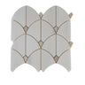 Beige dolomite marble mosaic tile with dot pattern from Mythology Tile, polished surface, ideal for wall or floor decor.