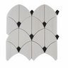 Black dolomite marble mosaic tile with black dot pattern by Mythology Tile, polished surface and intricate design for decorative use.