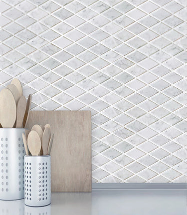 1 x 2 Honed Bianco Carrara Marble Diamond Mosaic Tile - MosaicBros.com