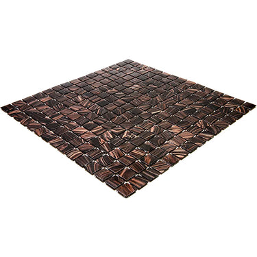 Brown Glossy Glass Mosaic Tile used on a shower wall, showcasing its glossy finish, moisture resistance, and elegant appearance for wet areas.