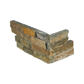 MosaicBros Canyon Creek 6x18 stacked stone ledger corner panel with textured natural stone finish for exterior or interior use