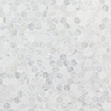 1X1 Honed Bianco Carrara Marble Hexagon Mosaic Tile - MosaicBros.com