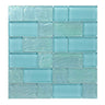 Crystal Aqua Osaka Maldives Green multangular glass mosaic tile featuring aqua and turquoise tones for swimming pools, pool waterlines, spas, and water features.