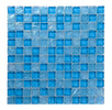 Crystal Aqua Osaka Sky Blue 1x1 glass mosaic tile featuring vibrant sky blue tones for swimming pools, pool waterlines, spas, and water features.
