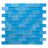Crystal Aqua Osaka Sky Blue 1x2 glass mosaic tile featuring vibrant sky blue tones for swimming pools, pool waterlines, spas, and water features.