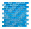 Crystal Aqua Osaka Sky Blue 1x2 glass mosaic tile featuring vibrant sky blue tones for swimming pools, pool waterlines, spas, and water features.