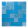 Crystal Aqua Osaka Sky Blue multangular glass mosaic tile featuring bright sky blue tones for swimming pools, pool waterlines, spas, and water features.