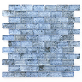 Crystal Aqua Sofia 1x2 glass mosaic tile for swimming pools, pool waterlines, spas, fountains, and water features.