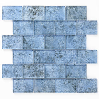 Crystal Aqua Sofia 2x3 glass mosaic tile for swimming pools, pool waterlines, spas, fountains, and water features.