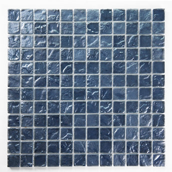 Crystal Aqua Soho Black 1x1 glass mosaic tile featuring rich black tones for swimming pools, pool waterlines, spas, and water features.