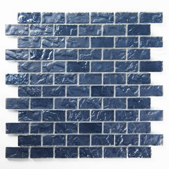 Crystal Aqua Soho Black 1x2 glass mosaic tile featuring rich black tones for swimming pools, pool waterlines, spas, and water features.