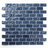Crystal Aqua Soho Black 1x2 glass mosaic tile featuring rich black tones for swimming pools, pool waterlines, spas, and water features.