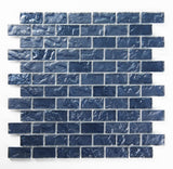 Crystal Aqua Soho Black 1x2 glass mosaic tile featuring rich black tones for swimming pools, pool waterlines, spas, and water features.