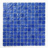 Crystal Aqua Soho Deep Blue 1x1 glass mosaic tile featuring rich blue tones for swimming pools, pool waterlines, spas, and water features.